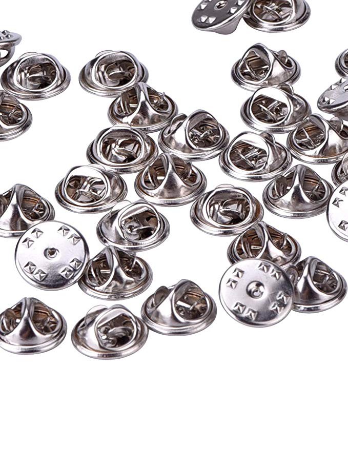 120 Pieces Metal Brass Butterfly Clutch Pin Backs Replacement Badge Insignia Pin Backs (Silver)