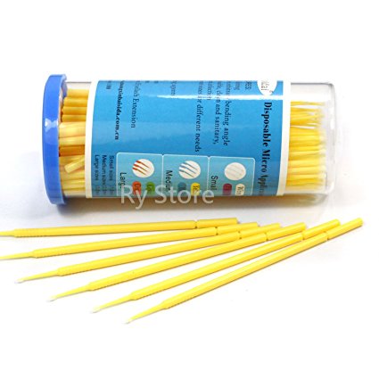 S M L Size for Choose 100 Pcs Disposable Micro Brushes Cotton Swab Applicators Tube for Eyelash Extension Glue Removal Lashes Graft Tools (M (2.0mm head))