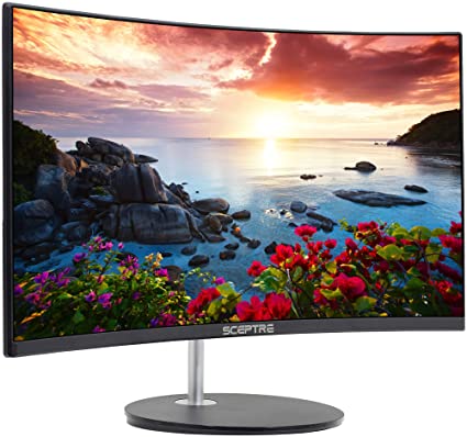 Sceptre Curved 27" Gaming Monitor 75Hz HDMI x2 VGA 98% sRGB Build-in Speakers, Edge-Less Machine Black (RN Series)