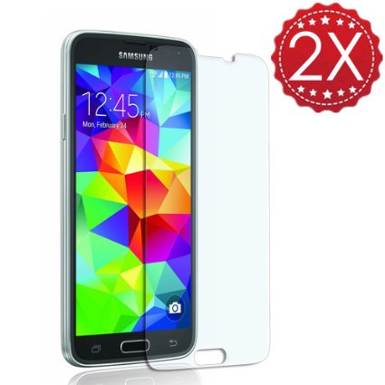 2 Pack Galaxy S5 Screen Protector Tempered Glass Screen Protector for Galaxy S5
