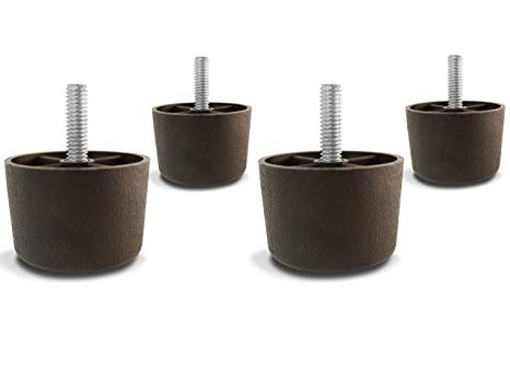 Choice Parts - 1.5 Inch Dark Walnut Brown Plastic Sofa Legs (Pack of 4 Replacement Feet) 5/16" Size Bolt