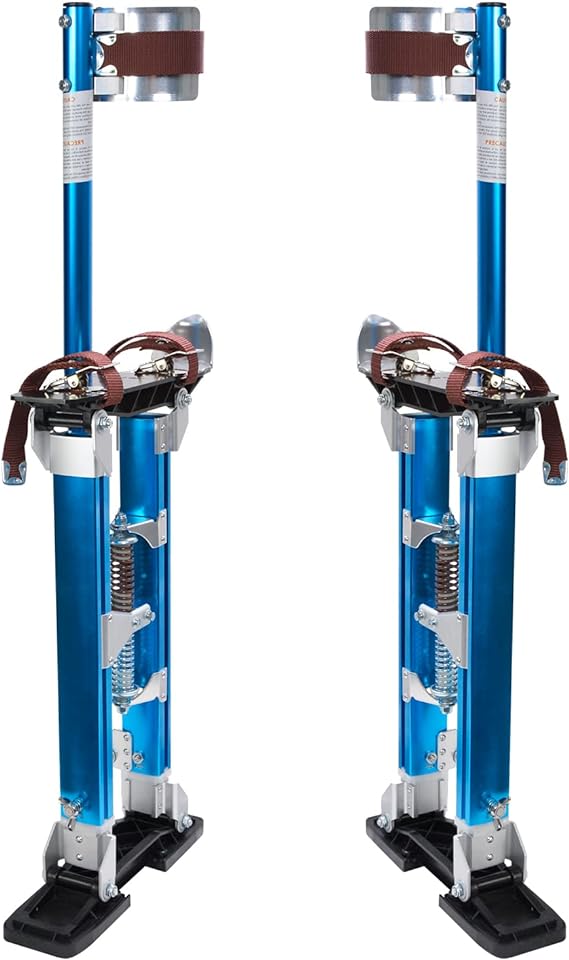 Voilamart 18"-30" Blue Stilts Adjustable Aluminum Drywall Stilts Lifts Tool for Painter Taping Cleaning Ceiling Finishing