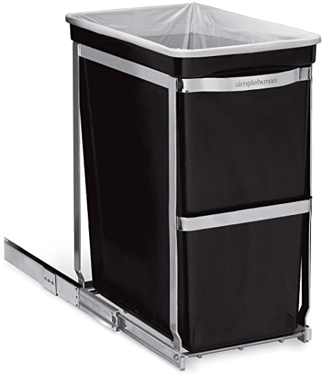simplehuman 30 Liter/ 8 Gallon Under Counter Kitchen Pull-Out Trash Can, Heavy-Duty Steel Frame