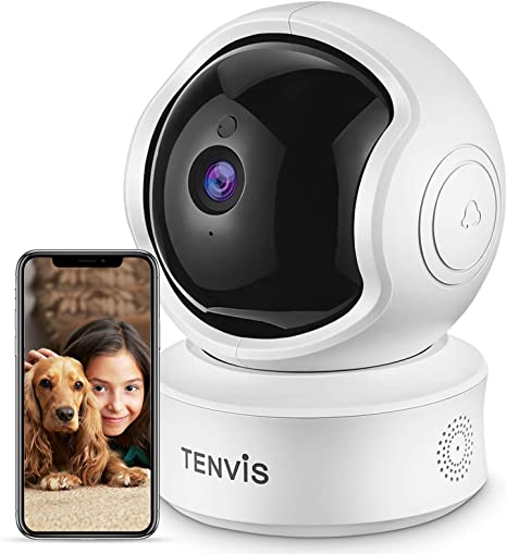 2K 3MP Indoor Security Camera - TENVIS Pet Camera Two Way Audio, Sound/AI Motion Detection&Auto Tracking, Home WiFi Camera Pan/Tilt Baby Monitor Camera, Night Vision, Cloud Storage, Works with Alexa