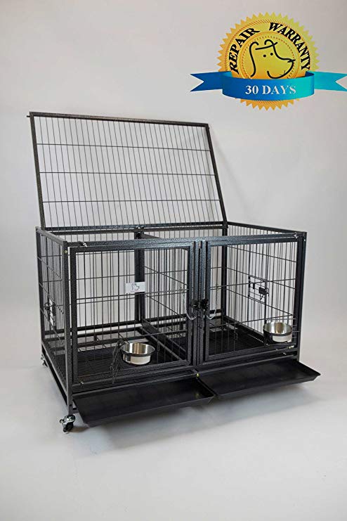 43" Stackable Heavy Duty Cage w/Feeding Doors and Divider or Additional Tray