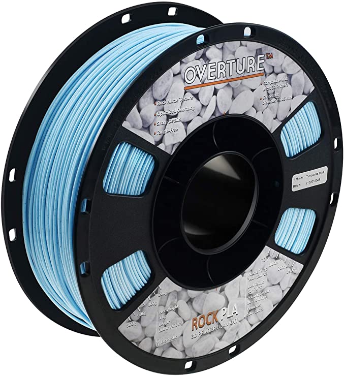 OVERTURE Rock PLA Filament 1.75mm, Marble PLA Roll 1kg Spool (2.2lbs), Dimensional Accuracy  /- 0.05 mm, Fit Most FDM Printer(Turquoise Blue)