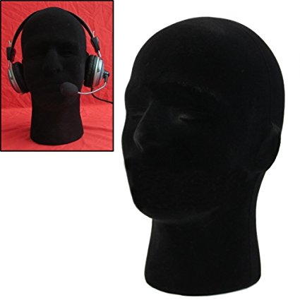 LIAMTU Male Wigs Display Mannequin Head Stand Model Styrofoam Foam Black