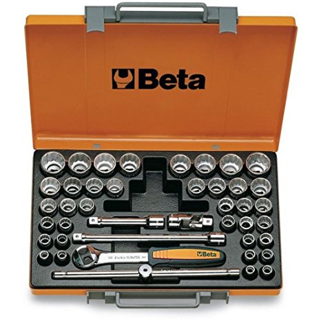 Beta 920/C37 37 Piece Sockets, Extension Bar, Universal Joint, Sliding T-Handle, Reversible Ratchet Assortment in case