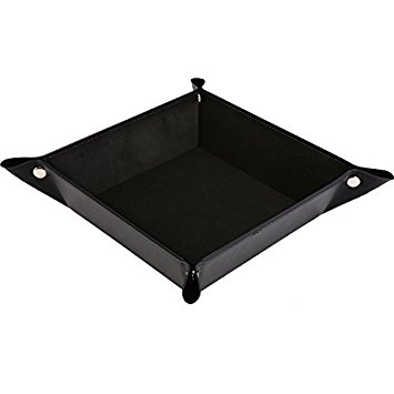 HappyDavid Jewelry Leather Tray Bedside Storage Tray Box for Key Phone Coin Wallet Watches ect (black/velvet inner)