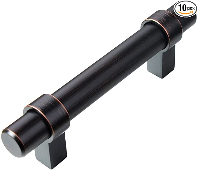 South Main Hardware SH703-OR-10 10 Pack Modern Straight bar Handle Pull, 3 inch Center To Center, Oil Rubbed Bronze Finish