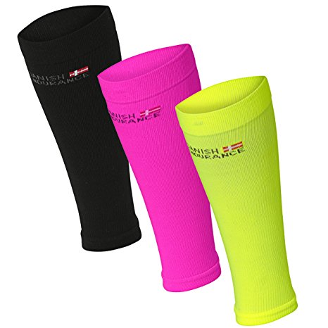 Graduated Calf Compression Sleeves by DANISH ENDURANCE // Boost Performance, Speed Up Recovery, Better Blood Circulation // For Sports, Flight, Air travel, Nurse, Medical // 1 pair