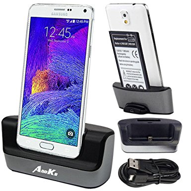 Galaxy Note 4 Charger, Galaxy Note 4 Battery Charging Dock, AnoKe USB 3.0 9pin Dual Sync Desktop Dock Charger Cradle Holder Pad for Samsung Galaxy note 4 - Support Charging Spare Battery DOCK