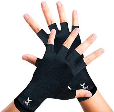 Arthritis Gloves for Women and Men by Copper Compression Hand Gear - Guaranteed to Speed Up Recovery   Relieve Symptoms of Carpal Tunnel Syndrome, Arthritis, RSI, Tendonitis   More. (Pair of Gloves)