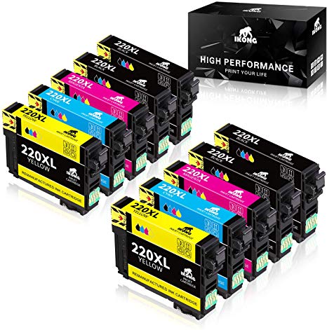 IKONG Remanufactured Ink Cartridge Replacement for Epson 220 220XL T220 use with Workforce WF-2650,WF-2630,WF-2660,WF-2750,WF-2760,XP-320,XP-420,XP-424 Printer (4 Black, 2 Yellow, 2 Cyan, 2 Magenta)