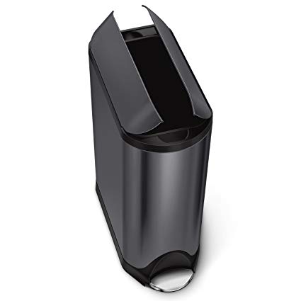 simplehuman 45 litre butterfly step trash can, black stainless steel