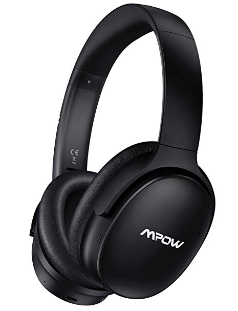 Mpow Dual-Mic Active Noise Cancelling Bluetooth Headphones, ANC Over-Ear Wireless Headphones with CVC 6.0 Microphone, Deep Bass Hi-Fi Sound, Soft Protein Earpads, Foldable Headset for Travel/Work