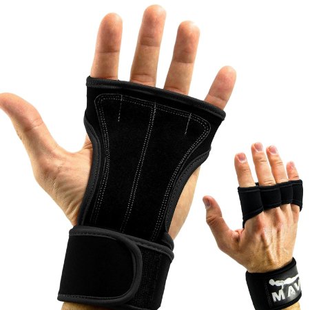 Leather Padding Cross Training Gloves with Wrist Support for WODs & Gym Workouts