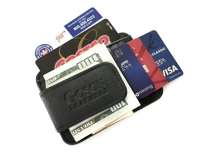 Goson Leather Money Clip and Credit Card Holder - Top Grain Cowhide Leather only PampP Inc