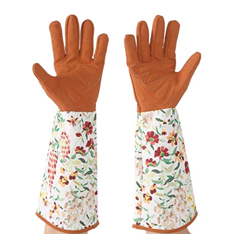 Long Gardening Gloves,Long Sleeve Leather Gardening Gloves Hands Protector Floral Yard Gloves for Women Ladies Yard Pruning Trimming Use (1 Pair)