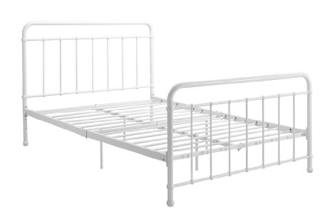 DHP Brooklyn Iron Bed with Headboard and Footboard (Slats Included), Full, White
