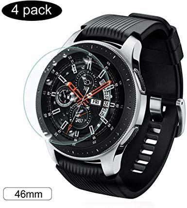 [4 Pack] Galaxy Watch 46mm Screen Protector, LETANG [Case Friendly] HD Tempered Glass Screen Film 9H Hardness Anti-Scratch Protective Film Compatible Samsung Galaxy Watch 46mm