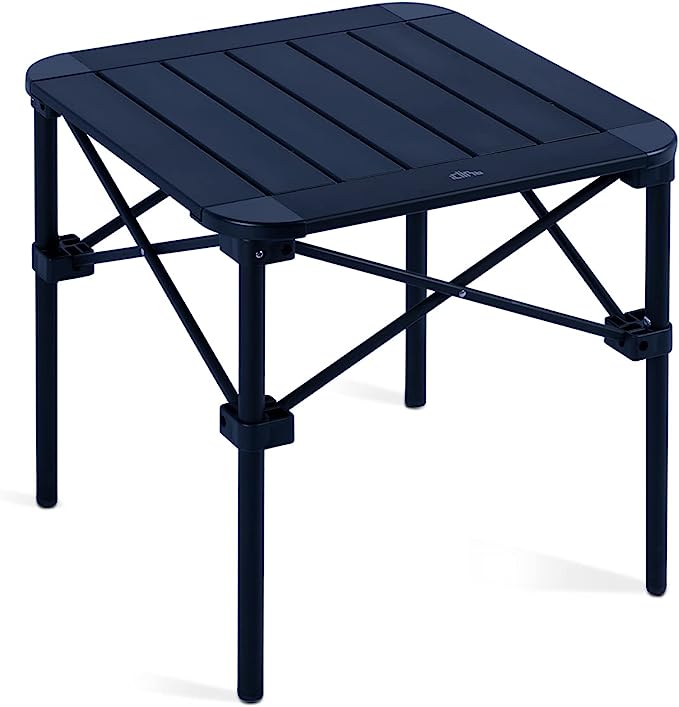 iClimb Lightweight Stable Alu. Folding Square Table Roll Up Top with Carry Bag for Camping Picnic Backyards BBQ Camp Kitchen (Black, S)