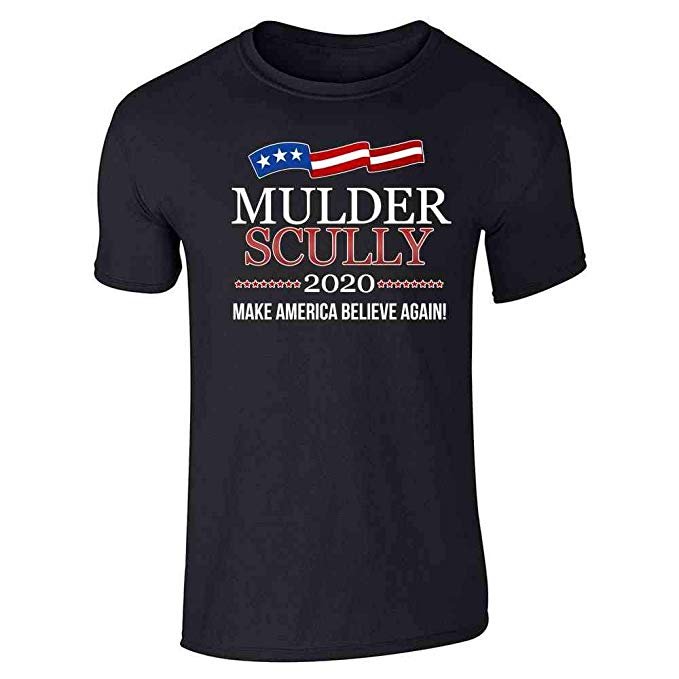 Pop Threads Mulder & Scully 2020 Make America Believe Again Graphic Tee T-Shirt for Men