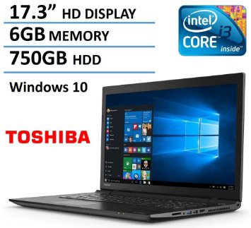 2016 New Edition Toshiba Satellite 17.3" High Performance Laptop with Flagship Specs, Intel Core i3 Processor, 6GB Ram, 750GB Hard Drive, DVD Burner, HDMI, Bluetooth, WiFi, Windows 10