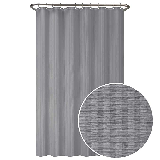 MAYTEX Ultimate Striped Waterproof Fabric Shower Curtain or Liner, 70" x 72", Grey