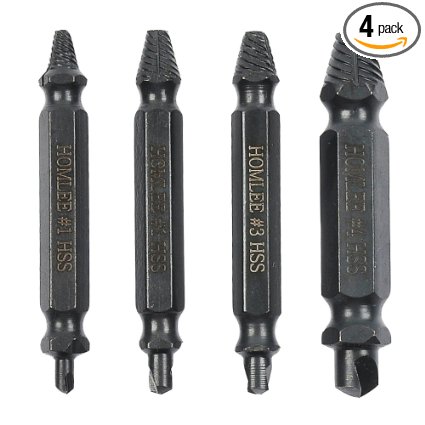 4 Piece Damaged Screw Remover and Extractor Set - PRO Black Oxide Edition Stripped Screw Removers