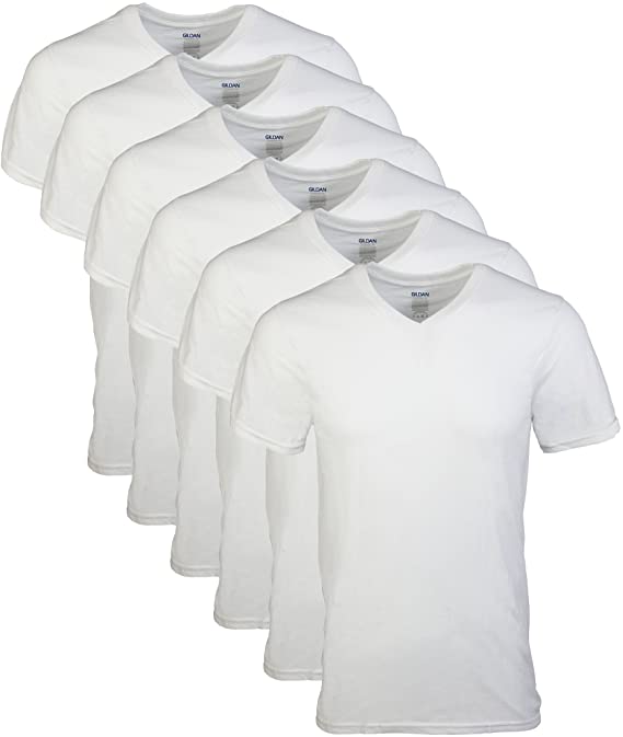Gildan Mens V-Neck Short Sleeve T-Shirts 6 Pack