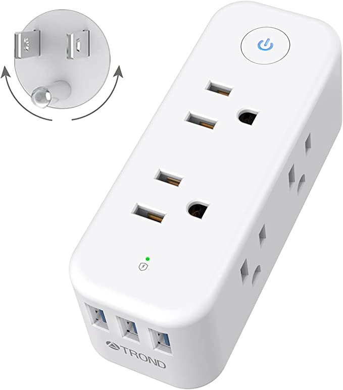 Multi Plug Outlet Extender USB - Rotating Plug, 6 Outlet Splitter, 3 USB Wall Charger, Electrical Multiple Outlet Wall Plug Expander, 1440 Joules Surge Protector Wall Power Bar, White