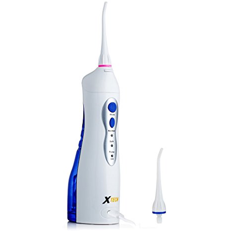 Xtech XHOI-100 Powerful Rechargeable Electric Oral Irrigator / Water Flosser with 3 Operating Modes, 2 Water Tank Refill Options & 2 Replacement Nozzles
