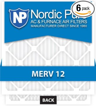 18x25x1-MERV 12 A/C Furnace Air Filters by Nordic Pure (Box of 6)