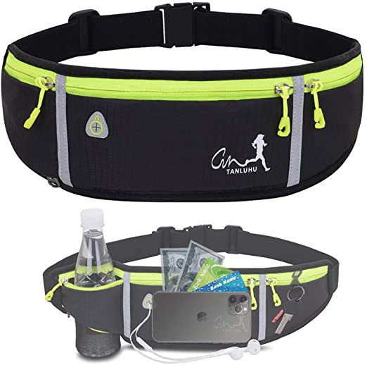 JAPI Running Belt,Water Resistant Runners Belt Fanny Pack for Women Men, Waist Bag for Hiking Fitness Travel - Adjustable Running Pouch Belt Fits Phones iPhone 11 pro max Xs x 6 7 8 Plus Samsung S10…