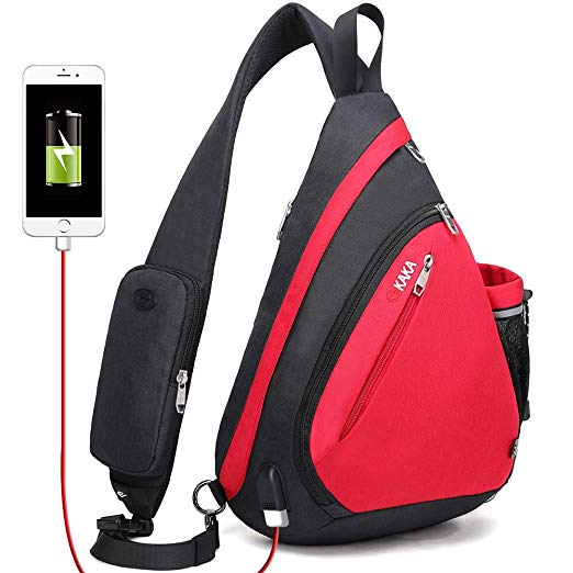 KAKA Sling Bag, Crossbody Backpack Canvas Waterproof Daypack Casual Shoulder Bag Traveling Hiking Camping for Men and Women