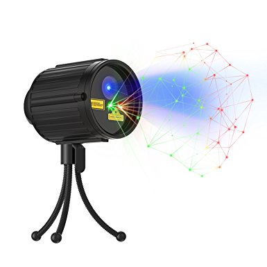 Christmas Laser Light Halloween Laser Show with RF Wireless Remote Outdoor Garden Light Waterproof 8 Patterns Green & Red Laser Blue Light for Holiday, Party and Patio Lawn Yard Garden Decoration