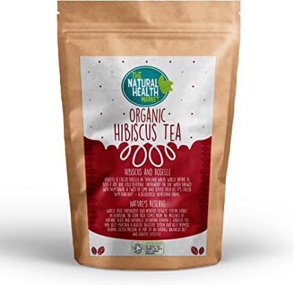 Organic Hibiscus Tea Bags (100 Bags) by The Natural health Market • Roselle Tea Bags Produce a Vivid Red Tea • 100% Natural Hibiscus Flowers