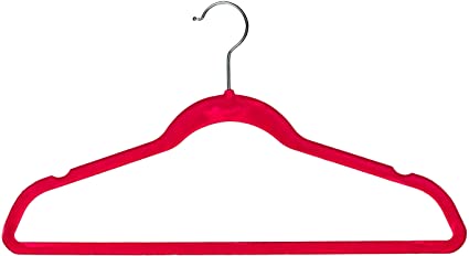 BriaUSA Velvet Suit Clothes Hangers Multipurpose Slim with Notched Shoulders & Swivel Chrome Hooks – Dark Pink – Set of 10