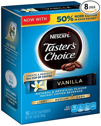 Nescafe Taster's Choice Instant Coffee Beverage, Vanilla, Net Wt. 1.69 Ounce (Pack of 8)