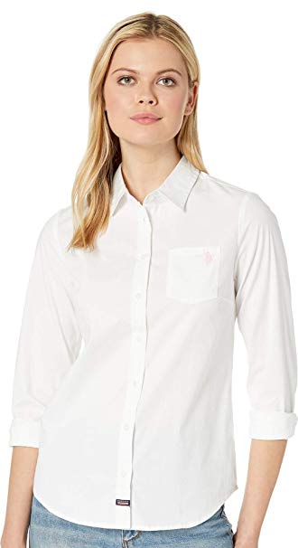 U.S. Polo Assn. Women's Long Sleeve Solid Poplin Shirt