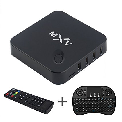 [ Free Mini Keyboard ] Jabond MXV Android Smart TV Box KODI Full Loaded Add-ons Unlocked S805 Quad Core WIFI Built-in 4K 3D Blu-ray Streaming Media Player with AV Cable 1G/8G
