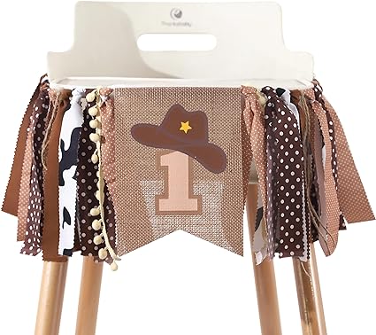 1st Birthday High Chair Banner - Cowboy Rodeo for Party Fabric Decor,Cake Smash Baby Shower,Backdrop Garland for photo props