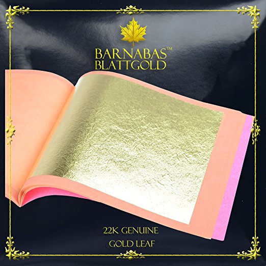Barnabas Blattgold - Genuine Gold Leaf Sheets, Professional Quality , 22 karat, 25 Sheets, 3-3/8 inches Booklet (Loose Leaf)