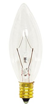 Satco S3346 120V Candelabra Base 25-Watt B8 Light Bulb, Clear