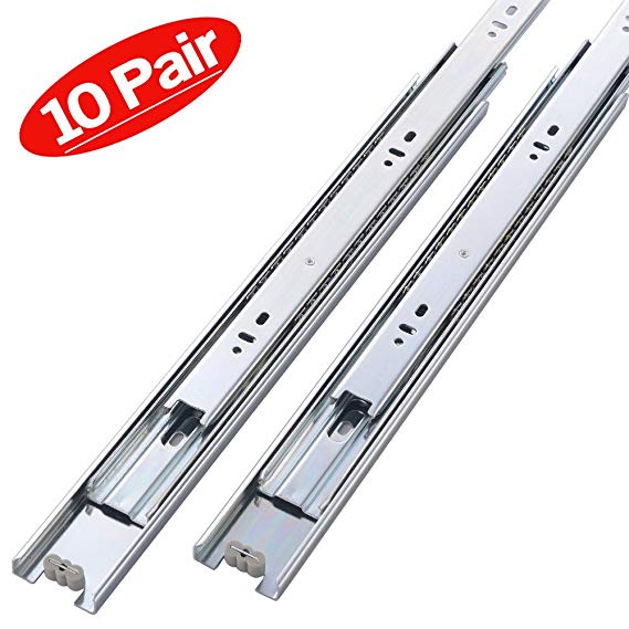 Friho 10 Pair of 18 Inch Hardware Ball Bearing Side Mount Drawer Slides, Full Extension, Available in 10'',12'',14'',16'',18'',20'' Lengths