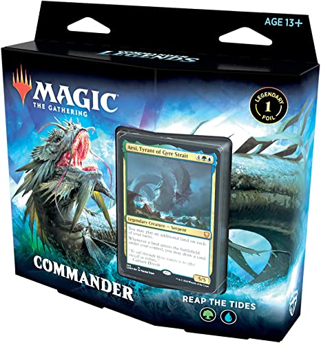 Magic: The Gathering Commander Legends Commander Deck – Reap The Tides | 100 Card Ready-to-Play Deck | 1 Foil Commander | Blue-Green