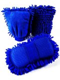 Microfiber Magik Car Wash Set - 2 Microfiber Mitts and FREE MICROFIBER SPONGE Chenille Fabric Mesh Screen Cloth Best for Auto Detailing Professional Cleaning Mobile Car Washing Do It Yourself Hand Wash Chemical Free Washing Protect Your Investment - Lifetime Guarantee