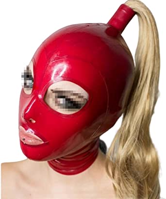 Latex Rubber Big Eyes Mask with Hair Holes No Wigs Red Party Dress Hoods Customized 0.4MM