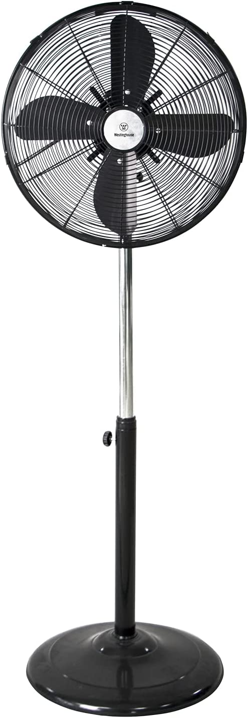 Westinghouse Vintage Metal Pedestal Fan - 16” Stand Fan Made with 3-Speed Setting, 4 Heavy-Duty Blades, SPT-2 Polarized Plug, Telescopic Adjustable Height, and 90° Oscillation Function (Black)